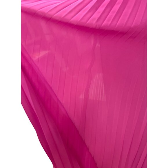 MSK Sleeveless Pleated Halter Maxi Dress In Hot Pink Evening Gown Mother of the - Picture 7 of 11